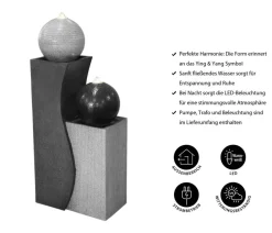Dehner Gartenbrunnen - Polyresin-Gartenbrunnen Ying Yang, solarfähig, ca. H94 cm