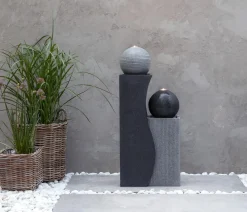 Dehner Gartenbrunnen - Polyresin-Gartenbrunnen Ying Yang, solarfähig, ca. H94 cm