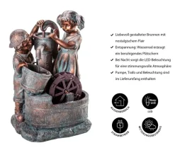Dehner Gartenbrunnen - Polyresin-Gartenbrunnen Lea und Leon, solarfähig, ca. H68,5 cm