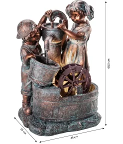Dehner Gartenbrunnen - Polyresin-Gartenbrunnen Lea und Leon, solarfähig, ca. H68,5 cm