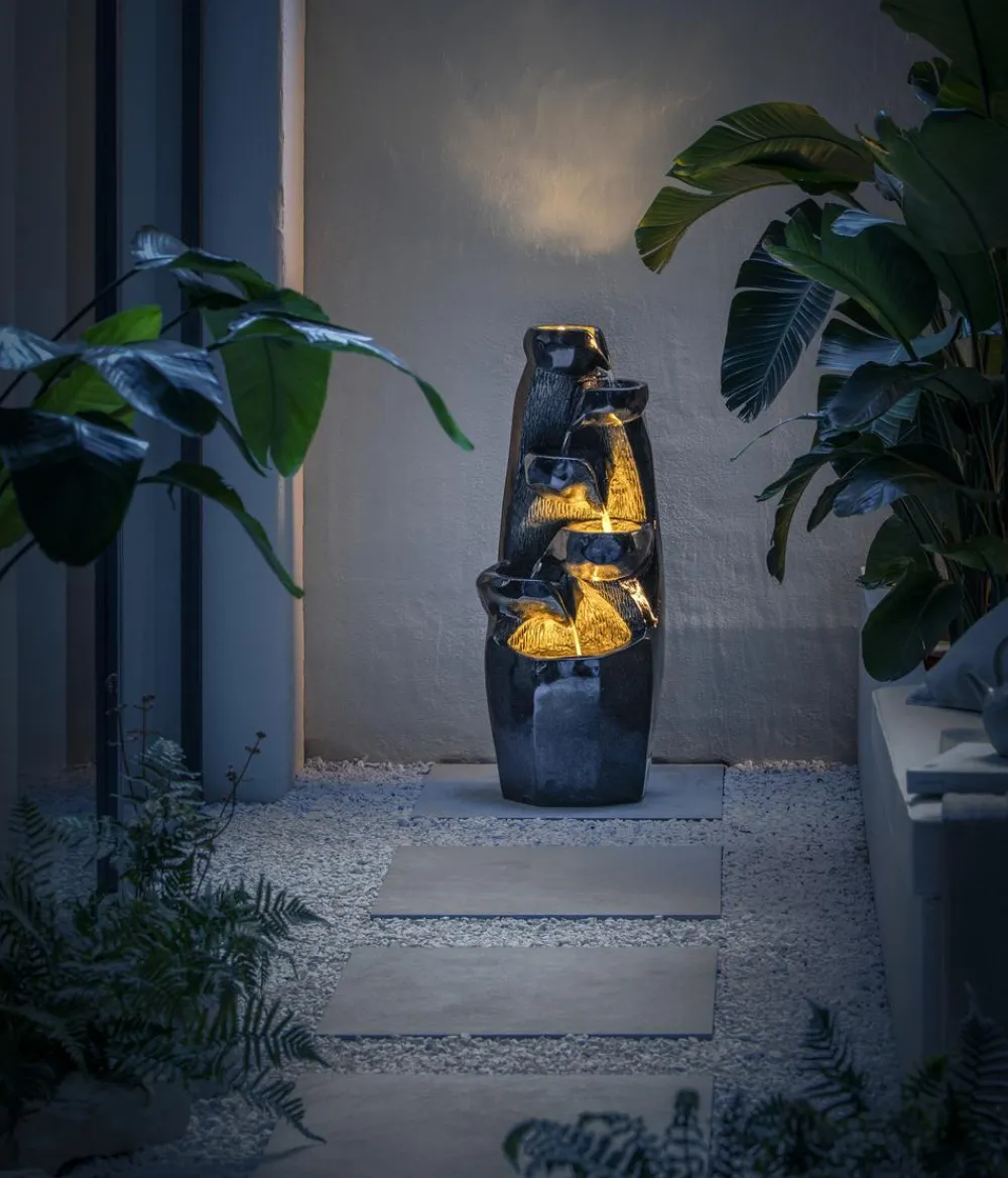 Dehner Gartenbrunnen - Polyresin-Gartenbrunnen Cala, solarfähig, ca. H91 cm Warmweiß