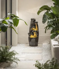 Dehner Gartenbrunnen - Polyresin-Gartenbrunnen Cala, solarfähig, ca. H91 cm Warmweiß