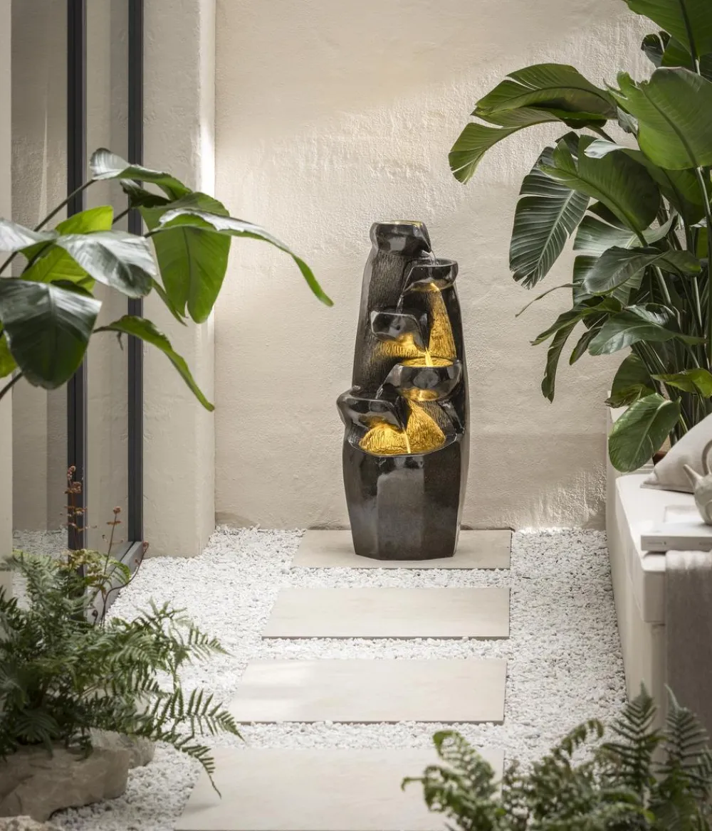 Dehner Gartenbrunnen - Polyresin-Gartenbrunnen Cala, solarfähig, ca. H91 cm Warmweiß