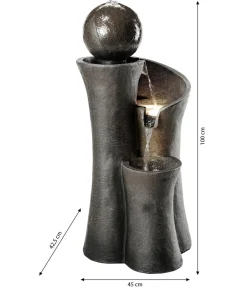Dehner Gartenbrunnen - Polyresin-Gartenbrunnen Acapulco, solarfähig, ca. H100 cm