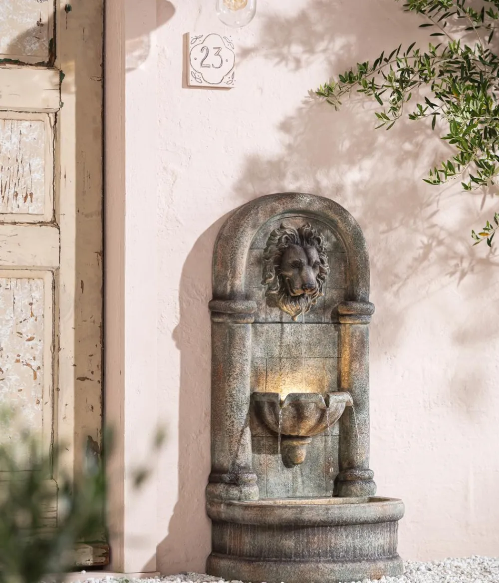 Dehner Polyresin-Wandbrunnen Faro, solarfähig, ca. H103,5 cm Hot