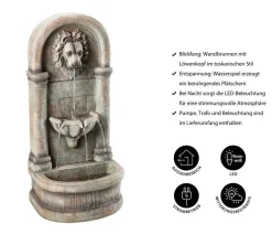 Dehner Polyresin-Wandbrunnen Faro, solarfähig, ca. H103,5 cm Hot