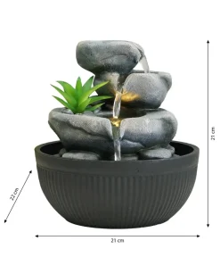 Dehner Zimmerbrunnen > Polyresin-Zimmerbrunnen Lono mit LED-Beleuchtung, ca. H21 cm