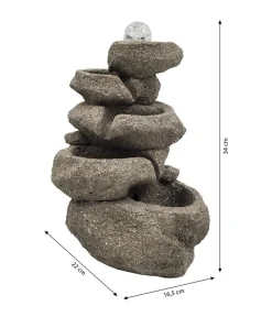 Dehner Zimmerbrunnen - Polyresin-Zimmerbrunnen Olina mit LED-Beleuchtung, ca. H34 cm