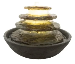 Dehner Zimmerbrunnen - Polyresin-Zimmerbrunnen Hoku mit LED-Beleuchtung, ca. H16,5 cm