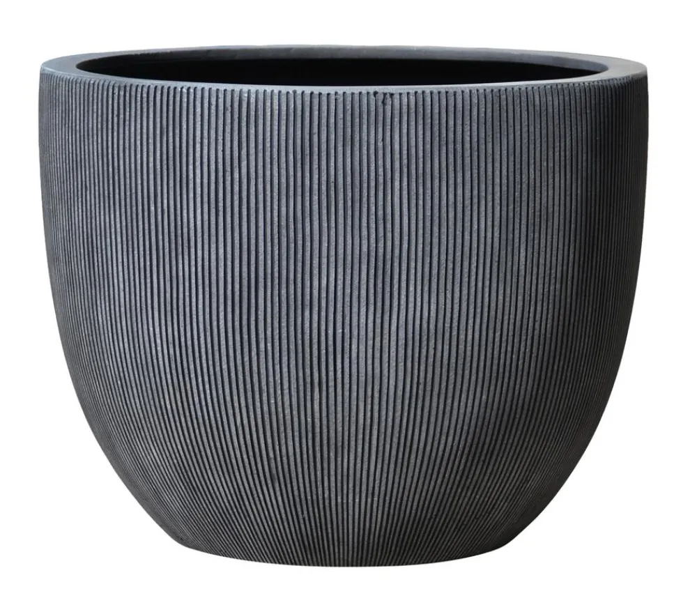 Dehner Polystone-Pflanztopf Banbury, rund, Schwarz Discount