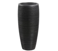 Dehner Polystone-Pflanzvase Singapur in Riffeloptik, rund, anthrazit Dunkelgrau Outlet