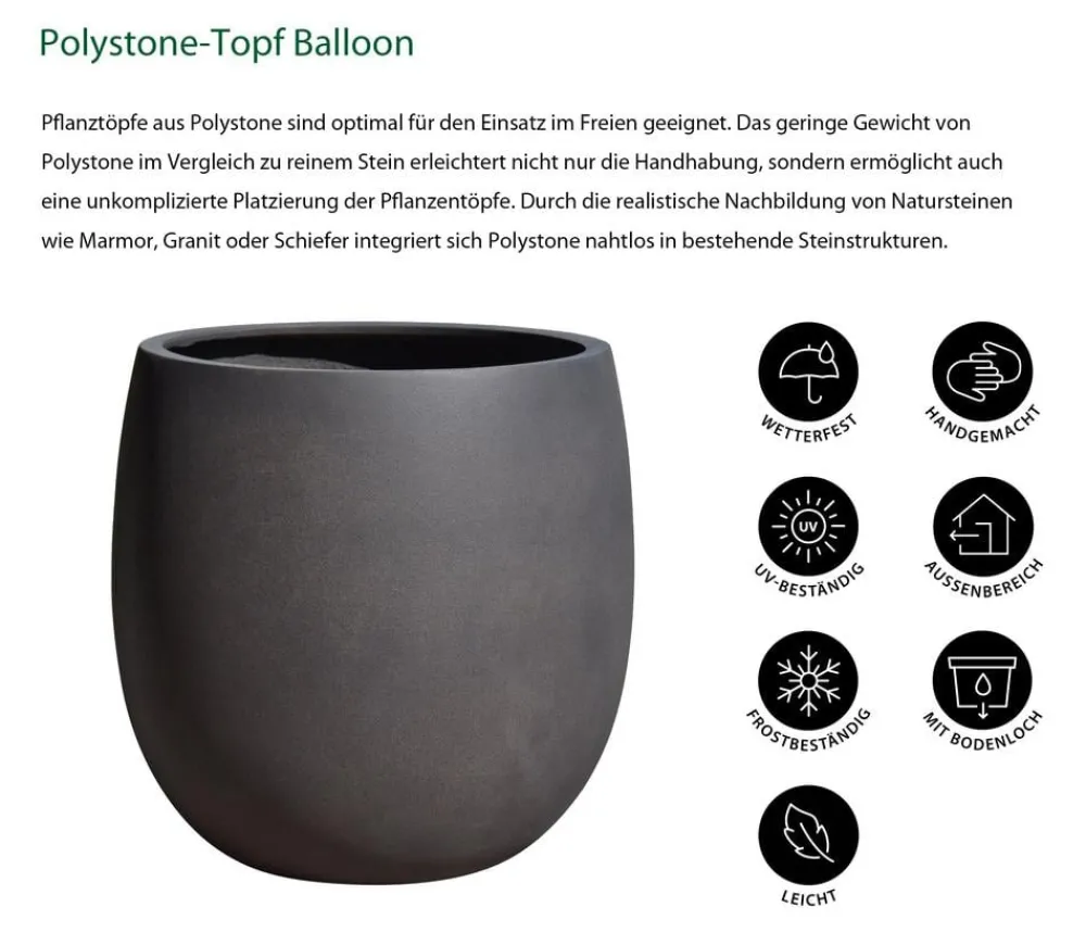 Dehner Blumentöpfe & Übertöpfe > Polystone-Topf Balloon