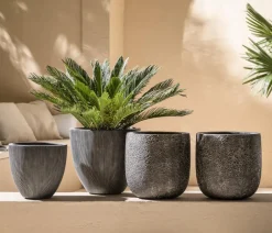 Dehner Polystone-Topf Lava, rund, Schwarz New