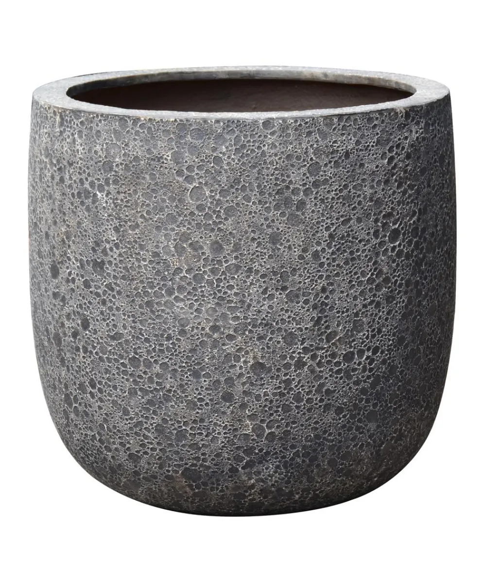 Dehner Polystone-Topf Lava, rund, Schwarz New