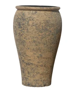 Dehner Polystone-Vase Atlantis, rund Braun New