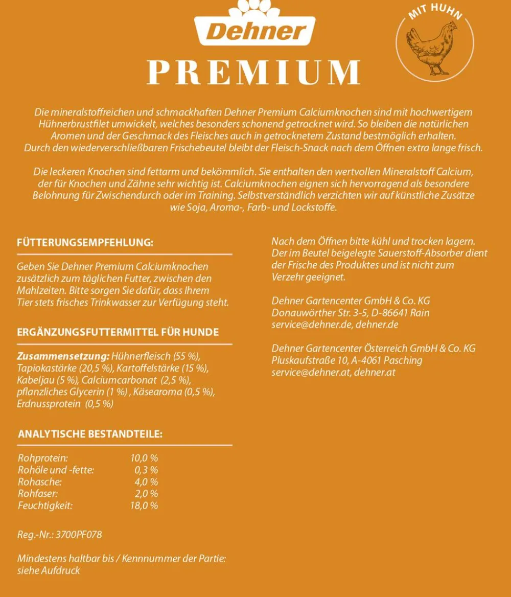 Dehner Premium Hundeleckerlies - Hundesnack Calciumknochen