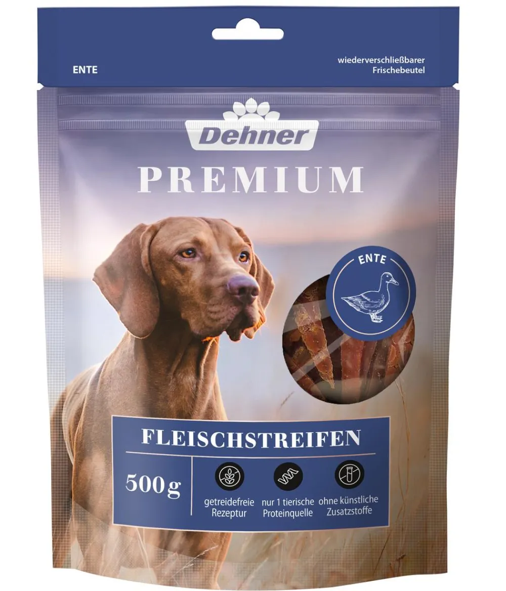 Dehner Premium Hundeleckerlies - Hundesnack Fleischstreifen, Entenbrust