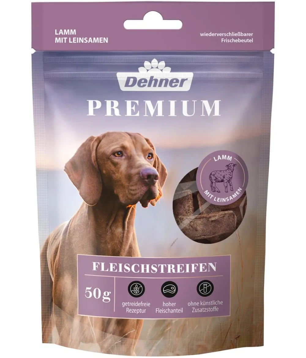 Dehner Premium Hundeleckerlies > Hundesnack Fleischstreifen, Lamm, 50 g