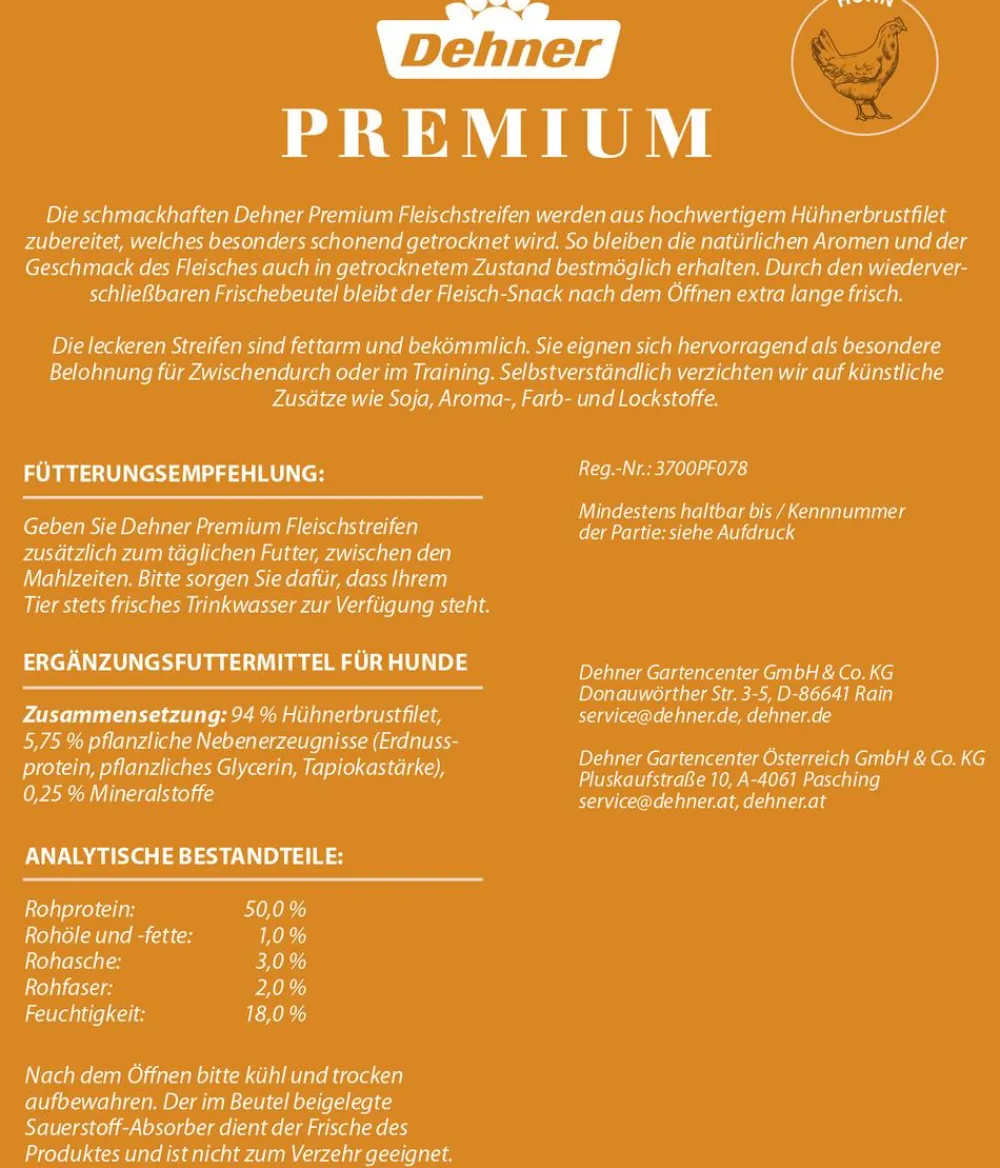 Dehner Premium Hundesnack Hühnerbrustfilet in Streifen