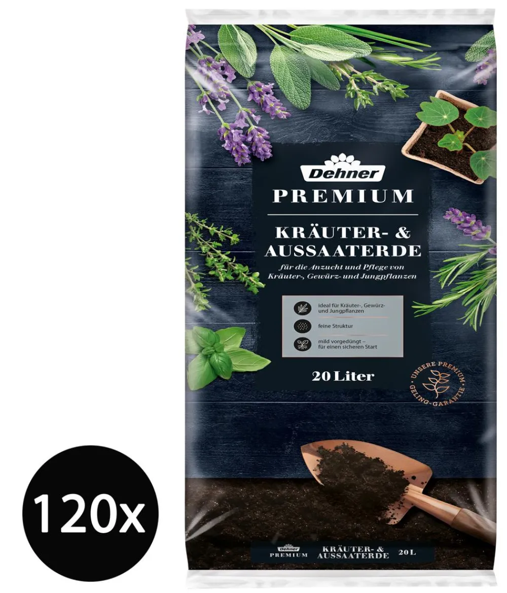 Dehner Premium Kräuter- & Aussaaterde, 120 x 20 Liter New