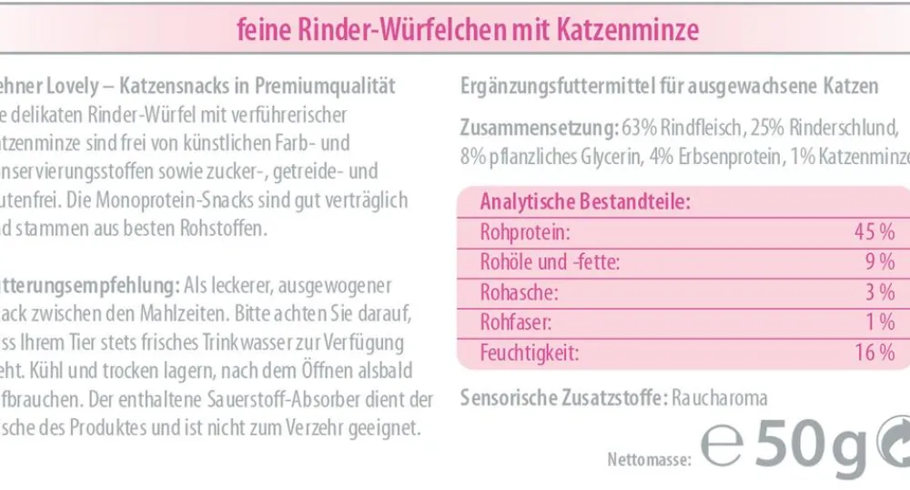 Dehner Premium Lovely Katzenleckerlies & Getränke > Katzensnack Ein bescheidenes Dankeschön, 12 x 50 g