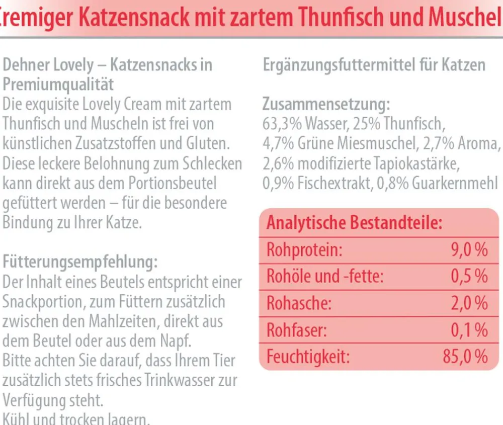 Dehner Premium Lovely Katzenleckerlies & Getränke - Katzensnack Cream Mein Schmauser, 12 x 6 x 14 g