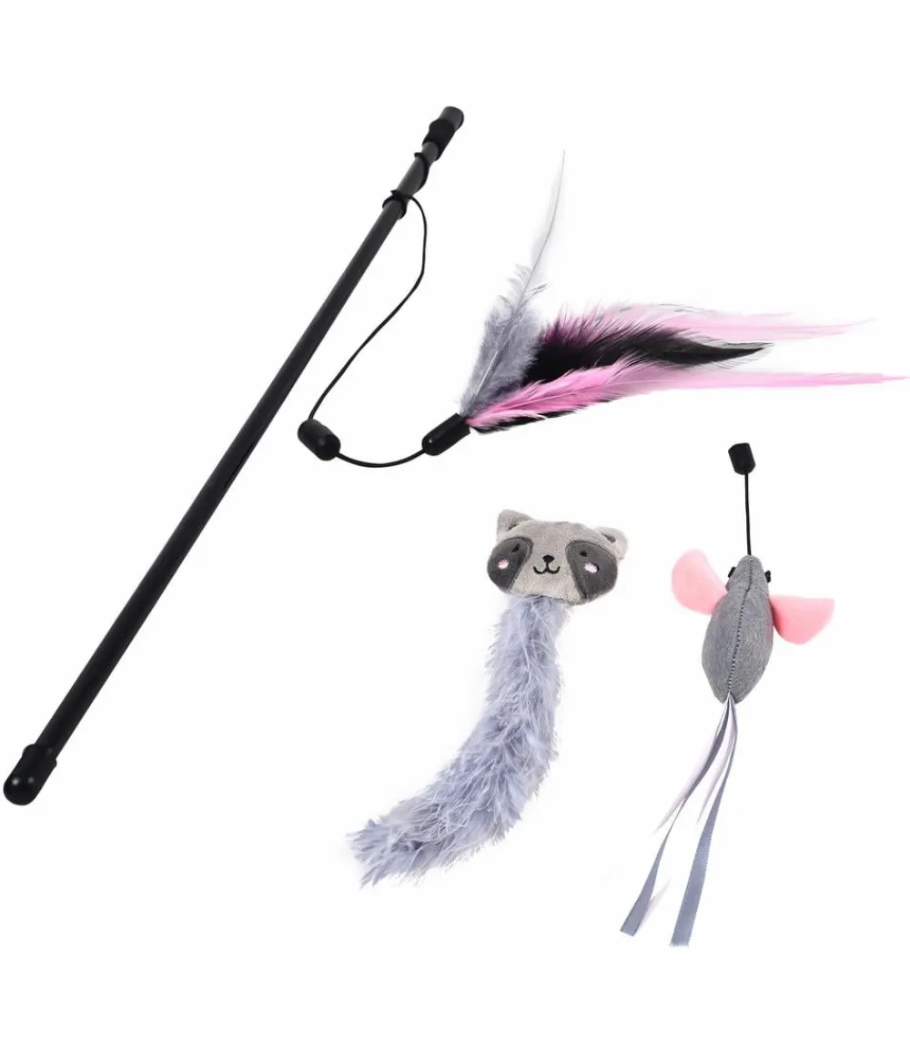Dehner Premium Lovely Katzenspielzeug - Katzenspielzeug Set Lama Karl + Spielangeln Angelspaß