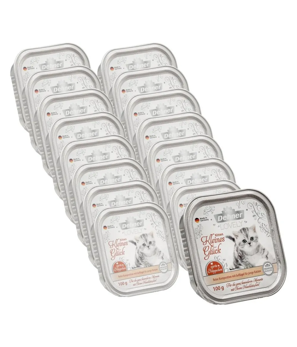 Dehner Premium Lovely Nassfutter Katze - Nassfutter für Katzen Kitten Kleines Glück, 16 x 100 g