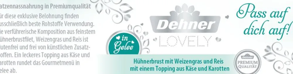 Dehner Premium Lovely Nassfutter Katze > Nassfutter für Katzen in Gelee Pass auf dich auf!, 24 x 85 g