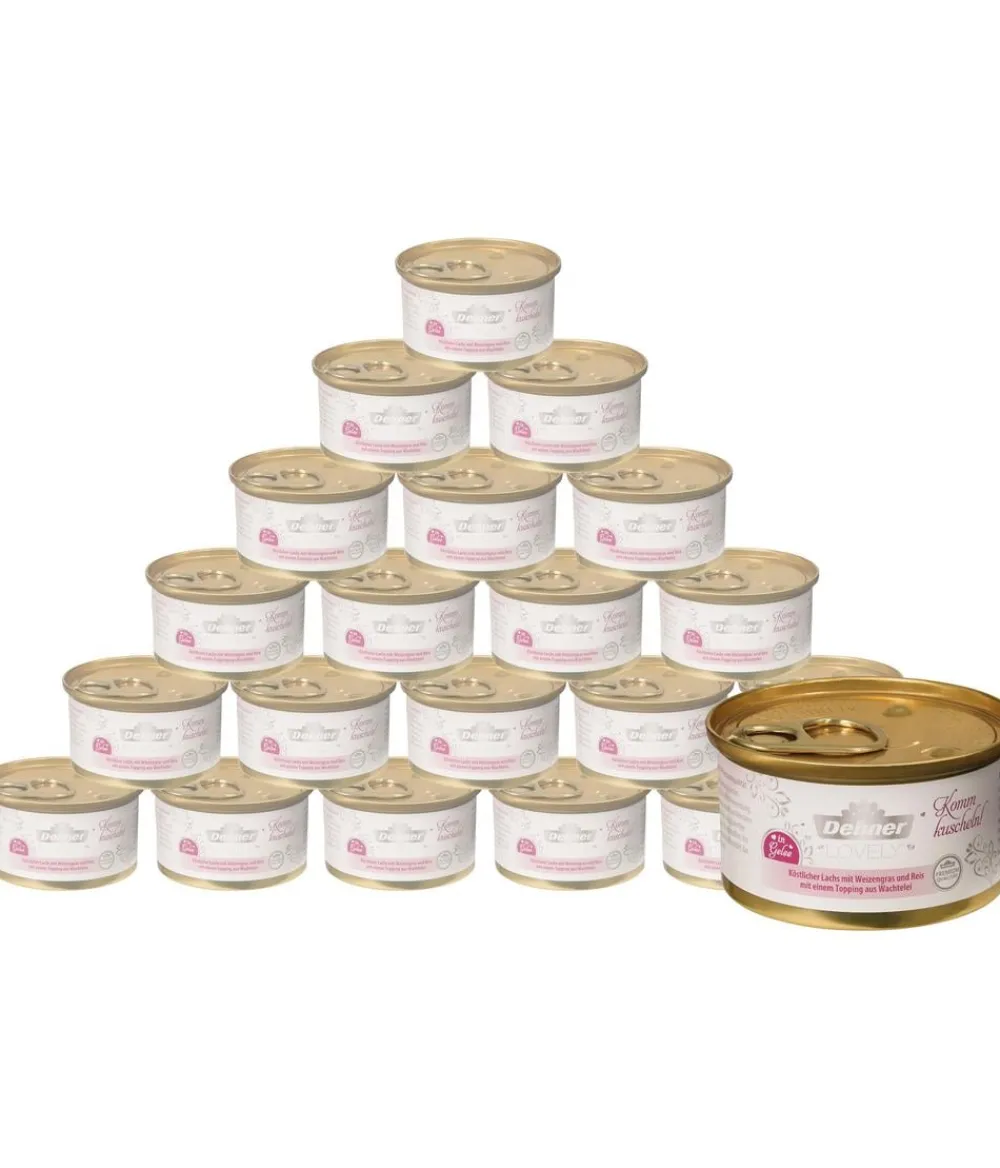 Dehner Premium Lovely Nassfutter Katze - Nassfutter für Katzen Hier bin ich!, 24 x 70 g