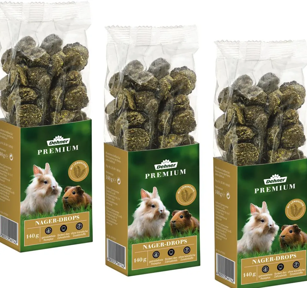 Dehner Premium Nagersnacks - Nager-Drops, 3 x 140 g