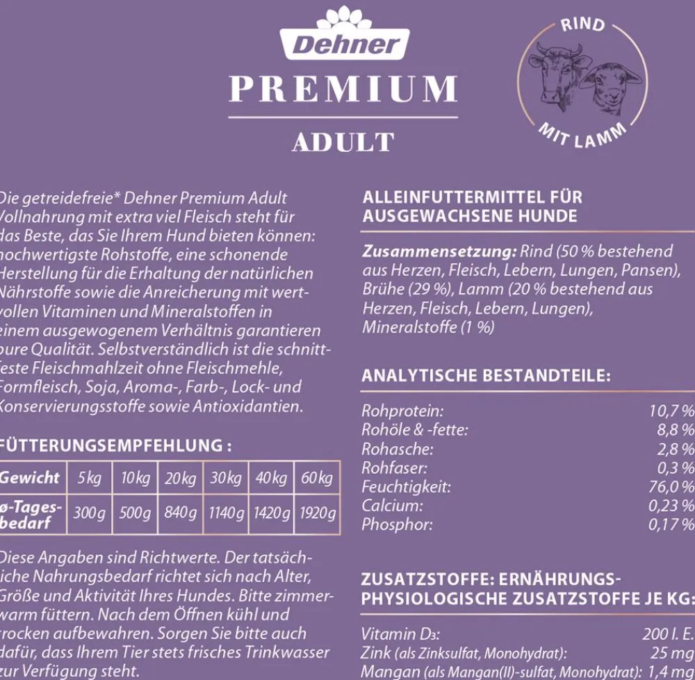 Dehner Premium Nassfutter für Hunde Adult Best