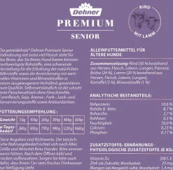 Dehner Premium Nassfutter für Hunde Senior, Rind mit Lamm Sale