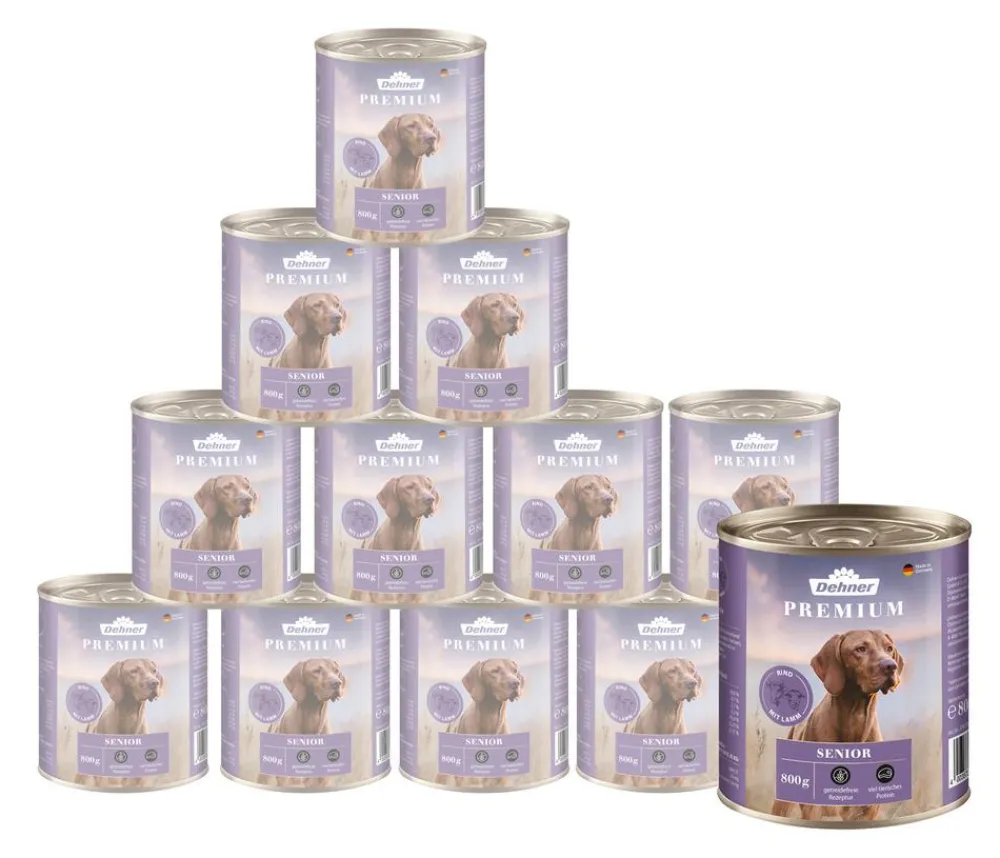 Dehner Premium Nassfutter Hund - Nassfutter für Hunde Senior, Rind mit Lamm