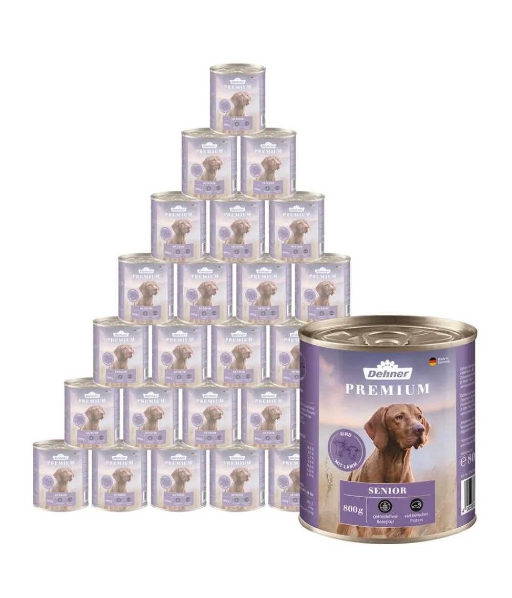 Dehner Premium Nassfutter Hund - Nassfutter für Hunde Senior, Rind mit Lamm
