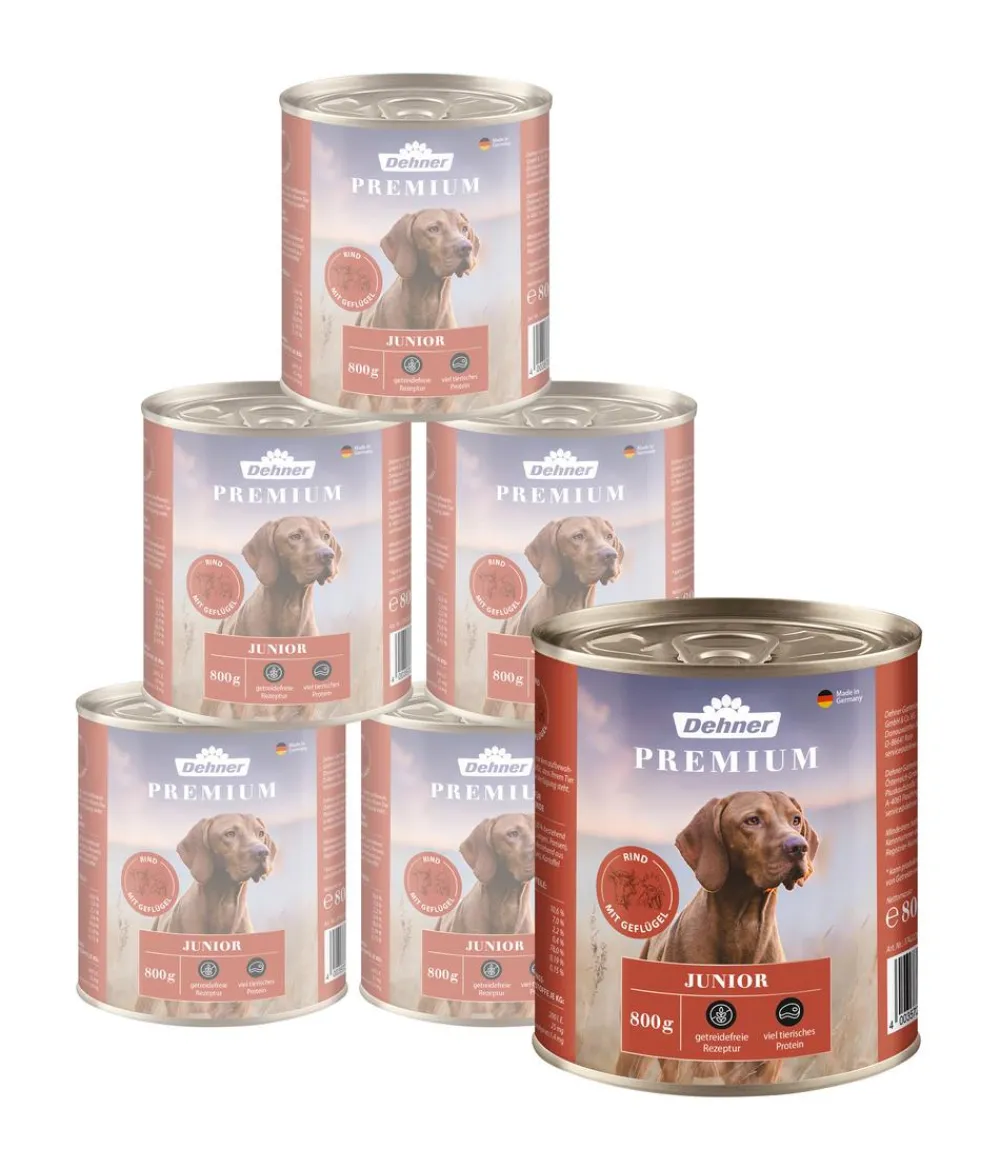 Dehner Premium Nassfutter für Hunde Junior, Rind mit Geflügel Outlet