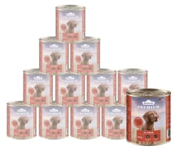 Dehner Premium Nassfutter Hund - Nassfutter für Hunde Junior, Rind mit Geflügel