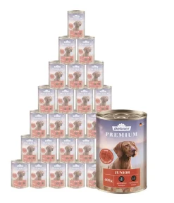 Dehner Premium Nassfutter Hund - Nassfutter für Hunde Junior, Rind mit Geflügel