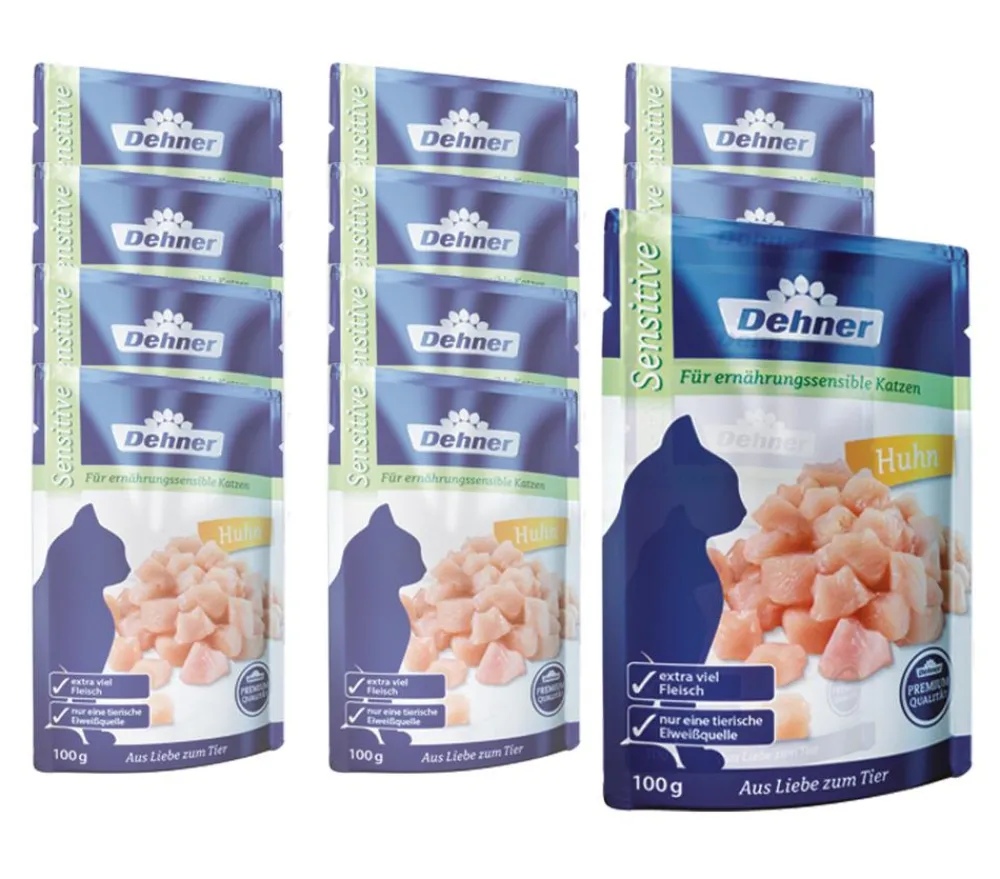 Dehner Premium Nassfutter Katze > Nassfutter für Katzen Sensitive, 12 x 100 g