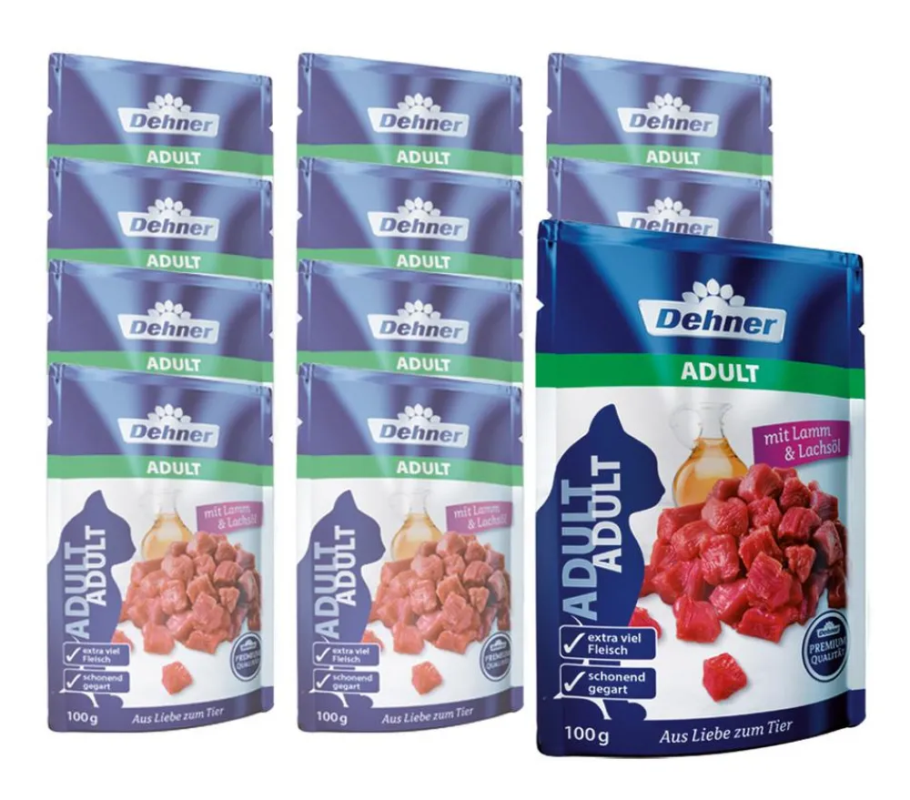 Dehner Premium Nassfutter für Katzen Adult, 12 x 100 g Clearance