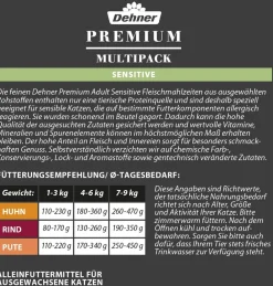 Dehner Premium Nassfutter Katze - Nassfutter für Katzen Feine Fleischmenüs im Vorteilspack Sensitive Adult, 12 x 100 g