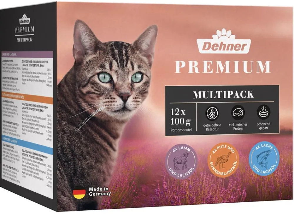 Dehner Premium Nassfutter für Katzen Multipack Adult, 12 x 100 g Discount