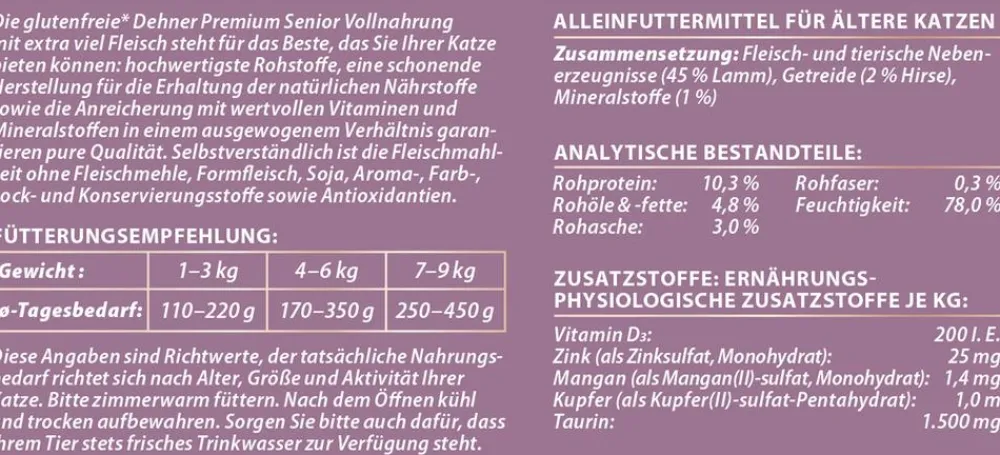 Dehner Premium Nassfutter Katze - Nassfutter für Katzen Senior, /400 g