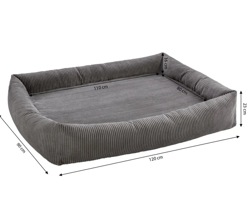 Dehner Premium Orthopädisches Hundebett Yumah, rechteckig, ca. B120/H23/T90 cm Grau New