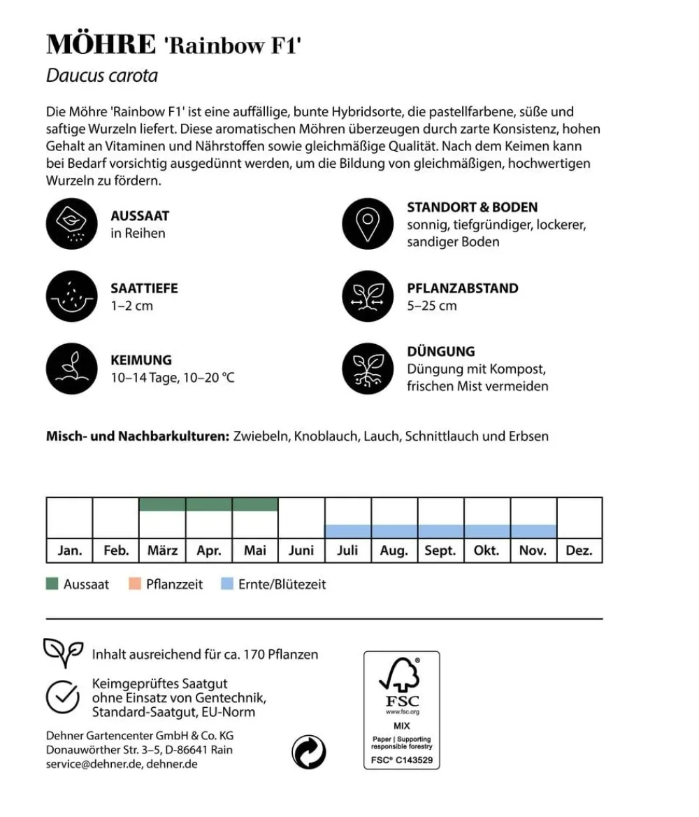 Dehner Premium Samen Möhre 'Rainbow F1' Clearance