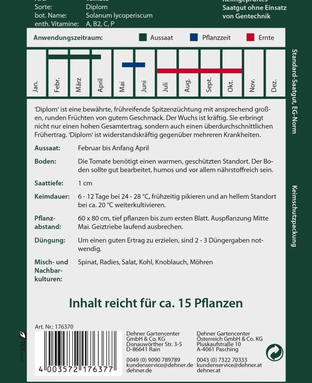 Dehner Gemüsesamen - Premium Samen Tomate 'Diplom'