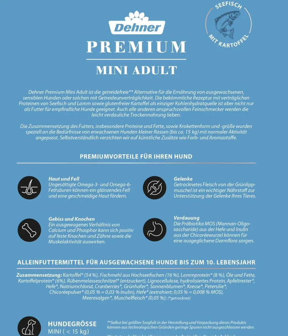 Dehner Premium Trockenfutter Hund > Trockenfutter für Hunde Mini Adult, Seefisch