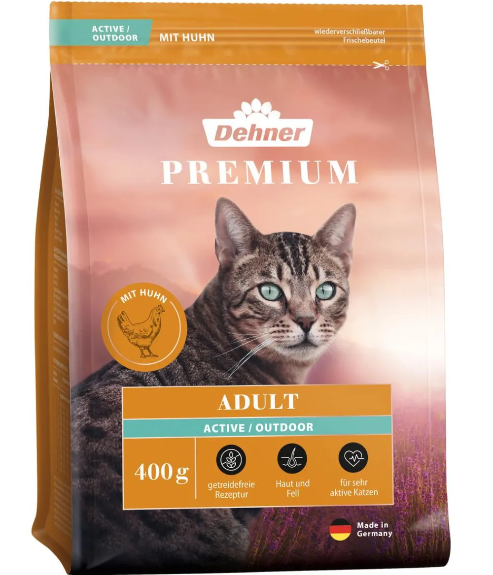 Dehner Premium Trockenfutter für Katzen Active/Outdoor Adult, Huhn New