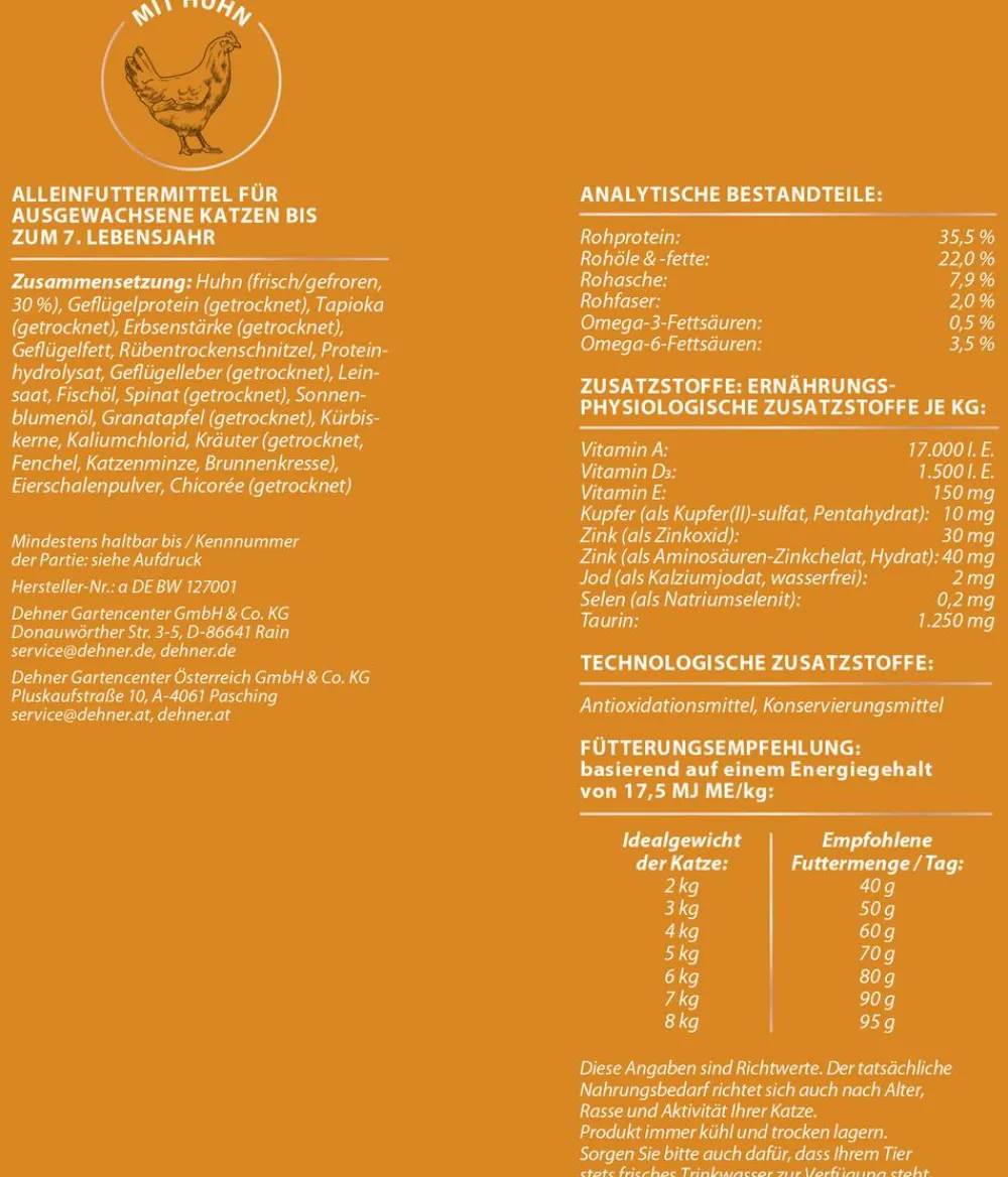Dehner Premium Trockenfutter für Katzen Active/Outdoor Adult, Huhn New