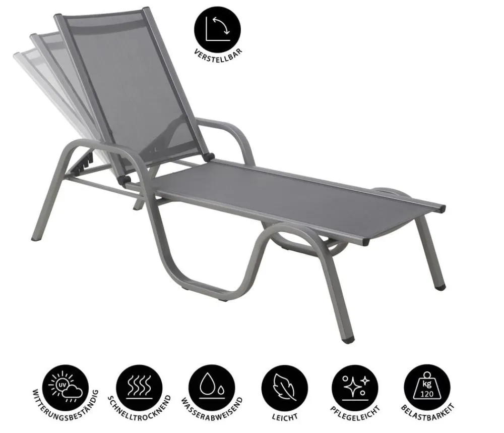 Dehner Klappliegen|Relaxliegen - Relaxliege Chicago Grau